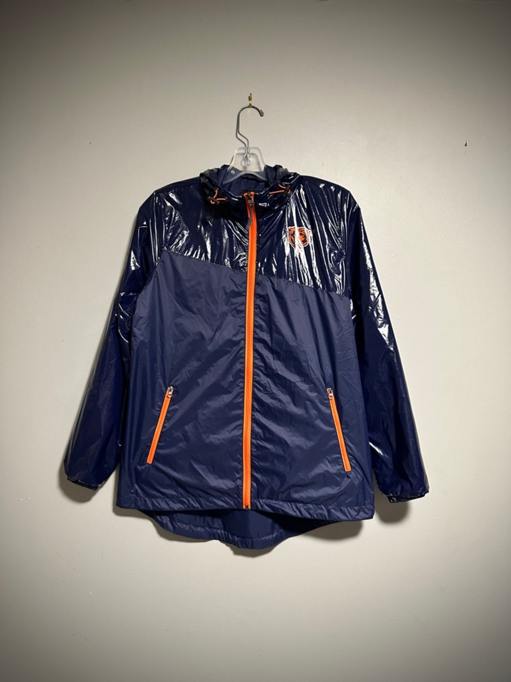 NFL Women's Navy Blue and Orange Chicago Bears Rain/ Windbreaker Jacket